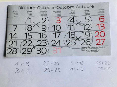 Kalendermathematik über Kreuz