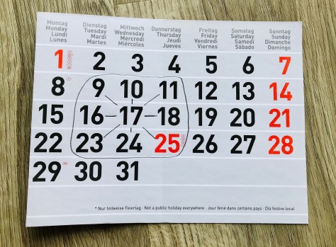 Kalendermathematik Neunerfeld